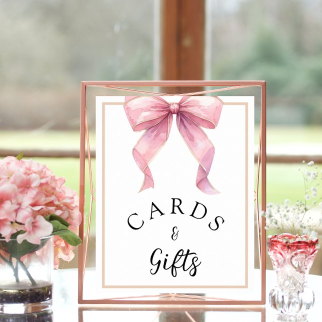 PosRosa Coquette Bow Cards and Gifts Sign Poster (Skapare uppladdad)