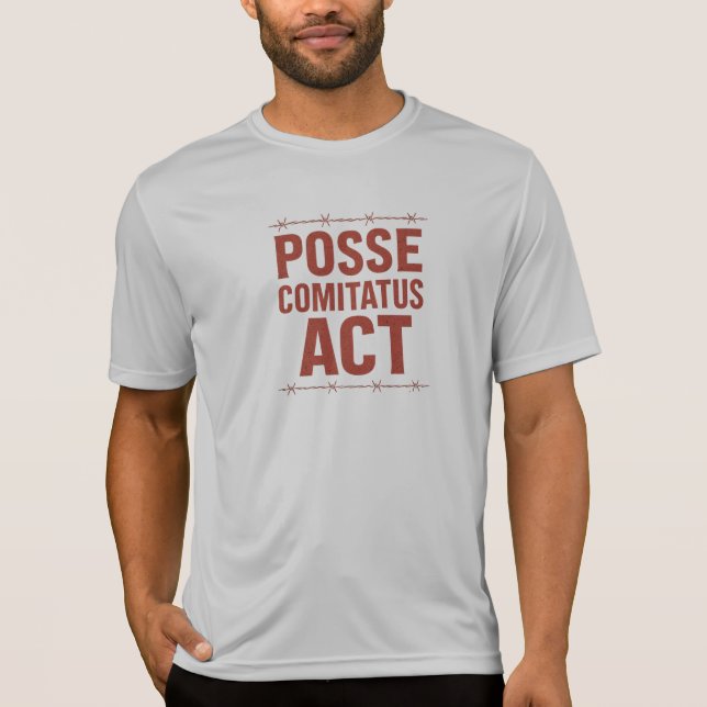 Posse Comitatus Act Distress Barbed Wire Design T Shirt (Framsida)