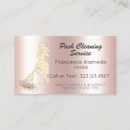 PosStädning Service Rosa Metallic & Guld Glitter Visitkort