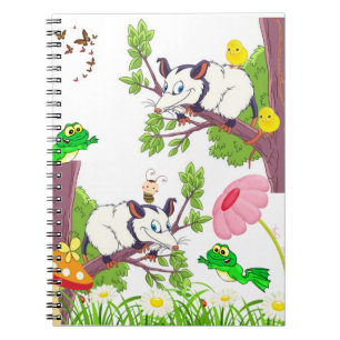 Possum Chick Frog Mushroom Butterfly Notebook Anteckningsbok