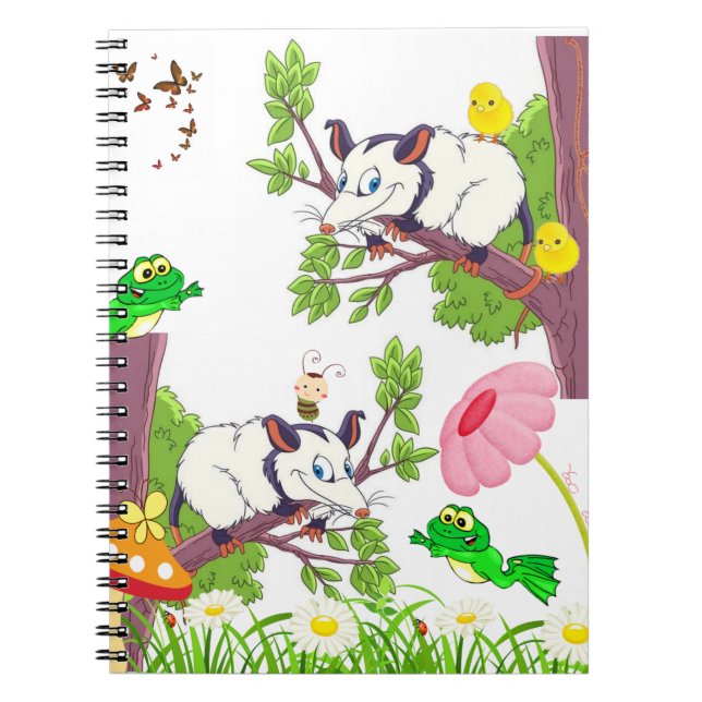 Possum Chick Frog Mushroom Butterfly Notebook Anteckningsbok (Framsidan)