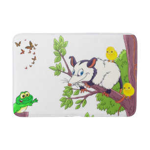 Possum Chicks Frog Blommigt Bathroom Bath Mat Badrumsmatta