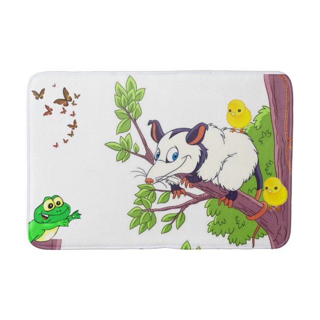 Possum Chicks Frog Blommigt Bathroom Bath Mat Badrumsmatta (Framsidan)