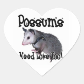 Possum-dekal Hjärtformat Klistermärke
