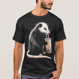 Possum Drinking Boba Tea Cute Opossum Bubble Tea L T Shirt