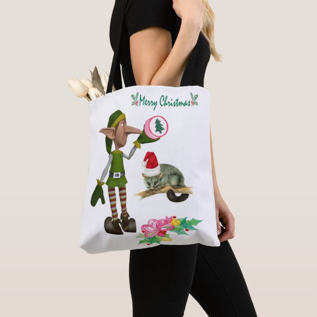 Possum God jul Women's Tote bags Elf Tygkasse (Närbild)