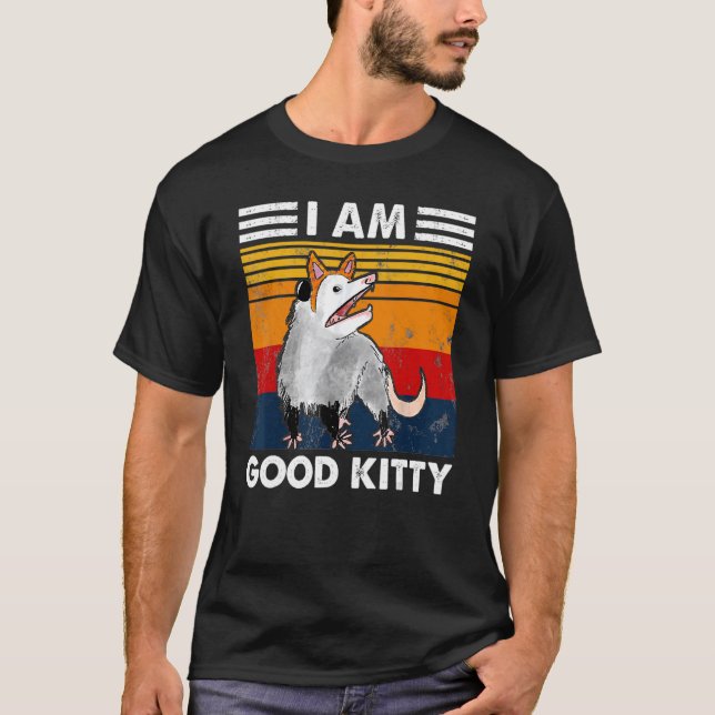 Possum jag är Bra Kattunge Fake Cat Retro Opossum T Shirt (Framsida)