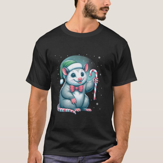 Possum jul Candy Opposum Älskare Rodent Owner T Shirt (Framsida)