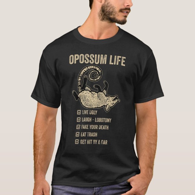 Possum Life, Live Ugly Fake Your Death Retro Funny T Shirt (Framsida)