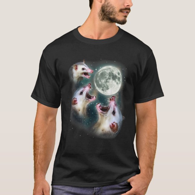 Possum Måne 3 Opossums Konstig Död Måne Förbannad  T Shirt (Framsida)