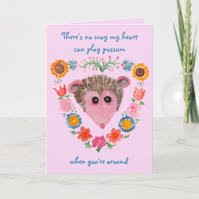Possum med blomsterhjärtans kort (Framsida)