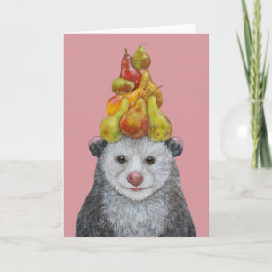 Possum med ett Pear Träd-kort Kort