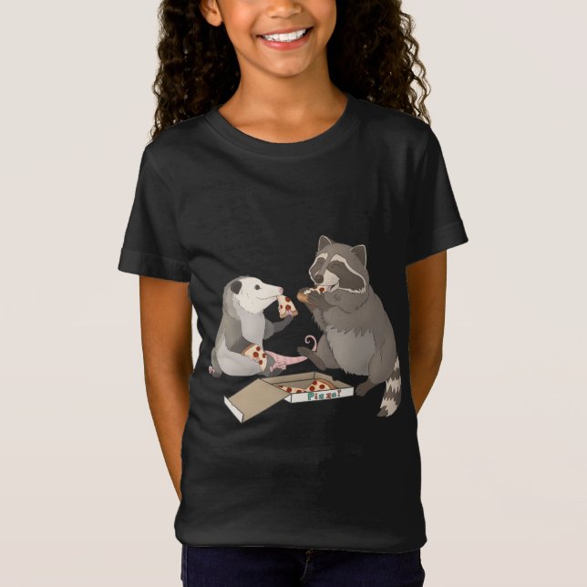 Possum och Raccoon äter pizza T Shirt (Framsida)