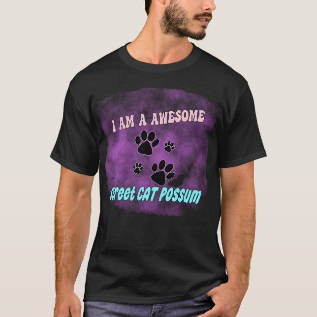 possum opossum lustig sopor meme gatukatt t shirt (Framsida)