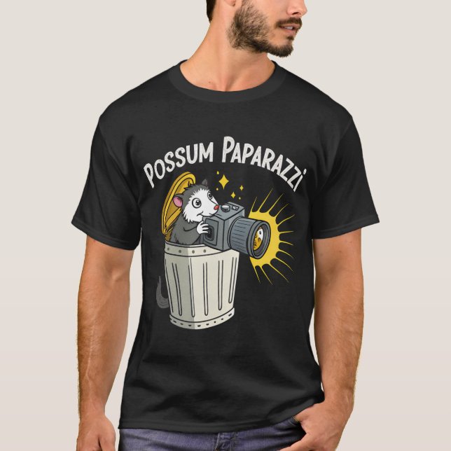 Possum Paparazzi T-Shirt: Funny NattCrawler Tee (Framsida)