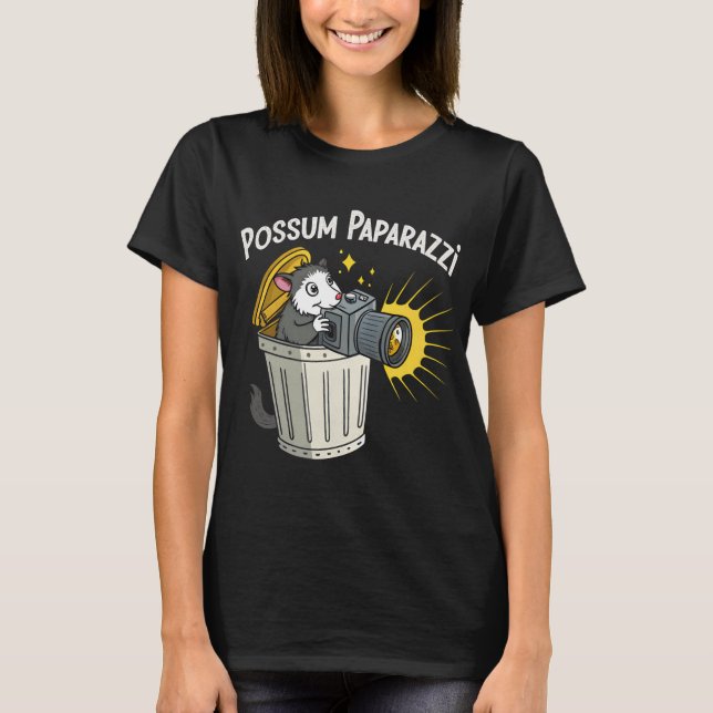Possum Paparazzi T-Shirt: Funny NattCrawler Tee (Framsida)