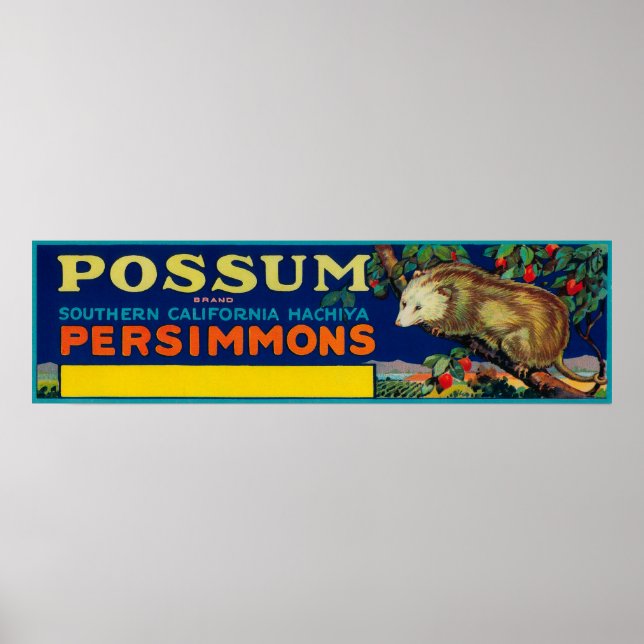 Possum Persimmon LabelSödra Kalifornien Poster (Framsidan)