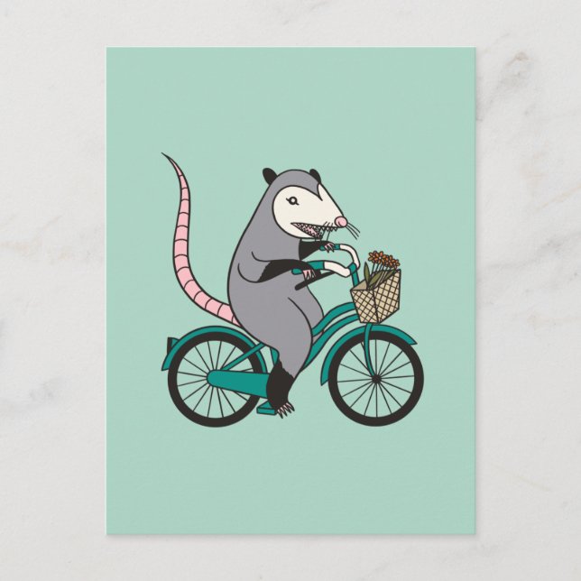 Possum Riding a Bicycle Vykort (Framsida)