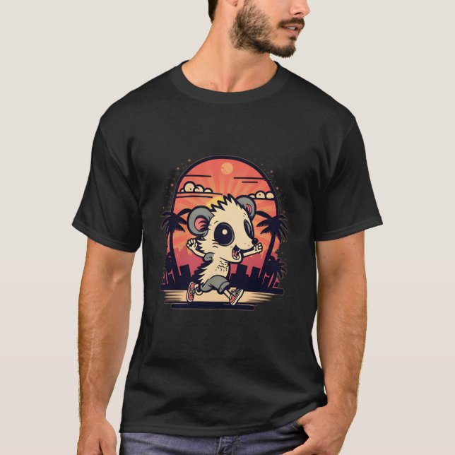 Possum Running Opossum Springer Possum T Shirt (Framsida)