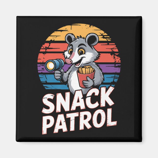 Possum Snacks Patrol with Flashlight and Chip Hum Magnet (Framsidan)