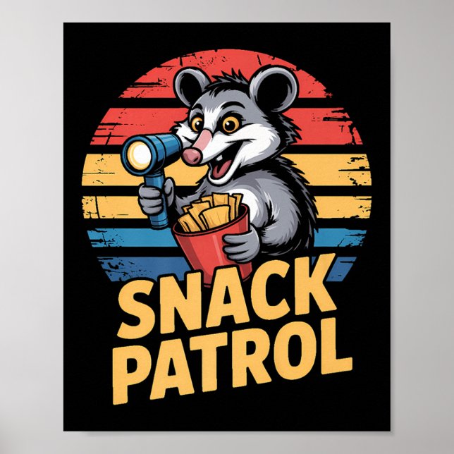 Possum Snacks Patrol with Flashlight and Chip Hum Poster (Framsidan)