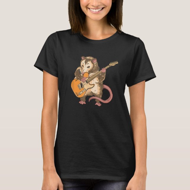Possum Spela Guitar Älskare Gift Opossum Guitarist T Shirt (Framsida)