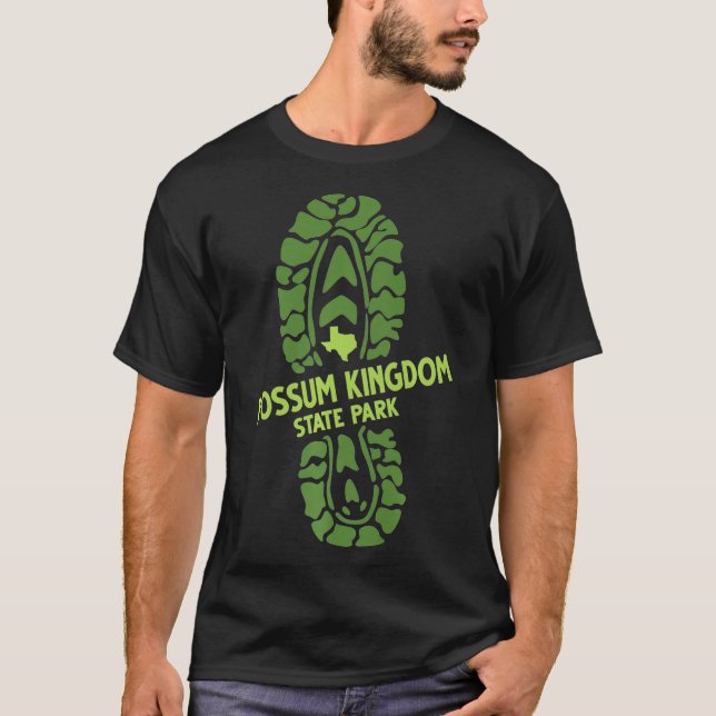 Possum State Park Teas TX Hiking Boot Prin T Shirt (Framsida)