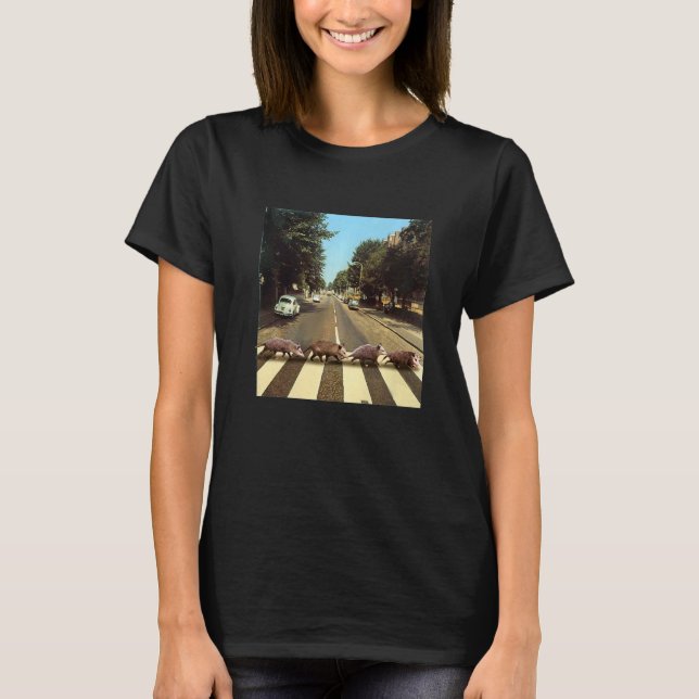 Possums Road Crossing Parody  Opposum T Shirt (Framsida)