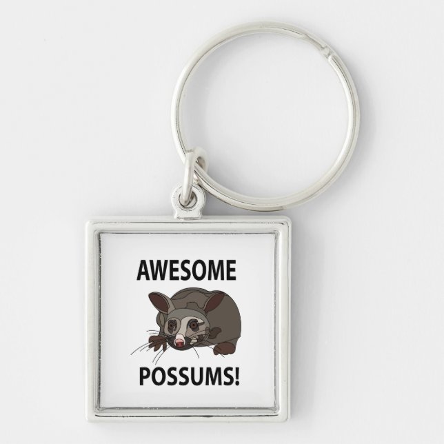 Possumsumsummor Fantastisk Funny Possumsummor Fyrkantig Silverfärgad Nyckelring (Framsidan)