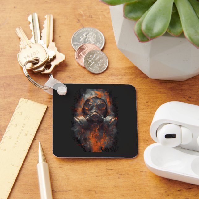 Post Apocalyptic Gas Mask Toxic Grunge Nyckelring (Skrivbord)