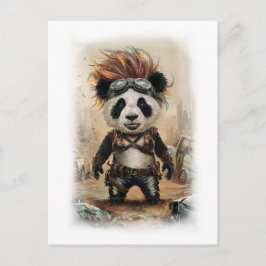 Post Apokalyps Panda Filmdesign på en Vit Helg Vykort