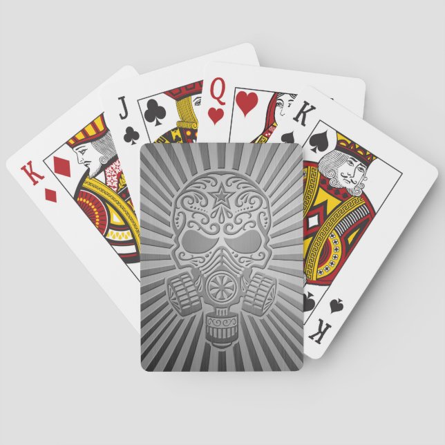 Post Apokalyptiskt socker Skull, ståleffekt Spelkort (Baksidan)