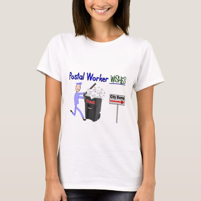 Post- arbetarönskemål--Roligt T-shirt (Framsida)