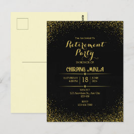 Post Card för guld och Svarta Pension Party Vykort