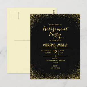 Post Card för guld och Svarta Pension Party Vykort
