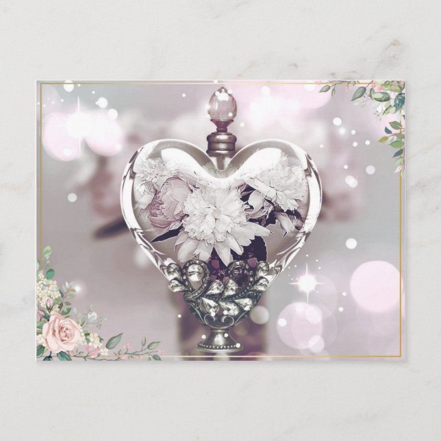 Post Card för parfym och peonies Vykort (Framsida)