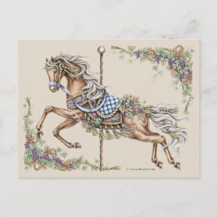 Post Card för Teckning i hösten Carousel Horse Vykort