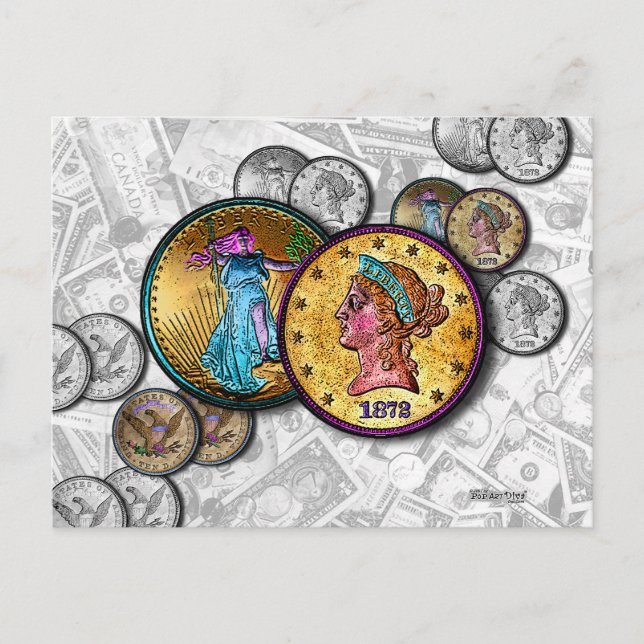 POST CARDS - Big Coin Pop Art Vykort (Framsida)