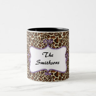 Post chic trendig leopard print,lila personlig Två-Tonad mugg