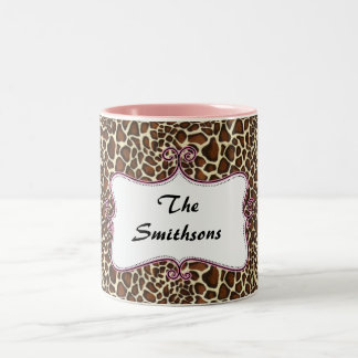 Post chic trendig leopard print,rosa personlig Två-Tonad mugg
