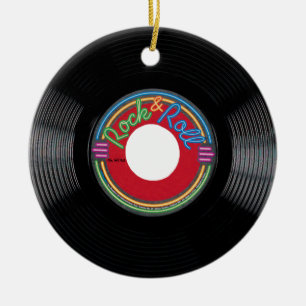 Post för rock and roll 45 varv/min julgransprydnad keramik