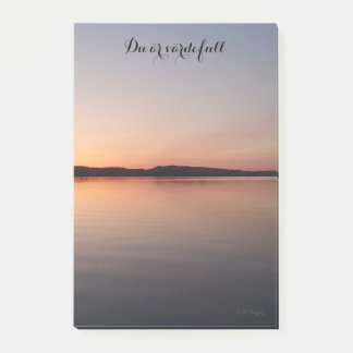 Post it block med solnedgång