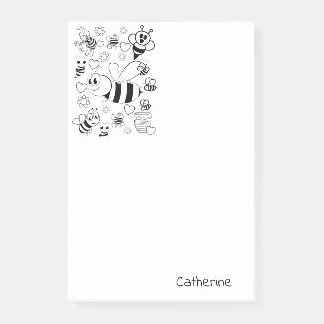 Post-it-lappar Färgläggning Humla Honungsbi Post-it Block (Framsida)