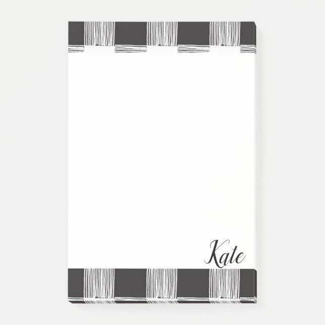 Post-it-lappar Svart och Vit Rutig Post-it Block (Framsida)