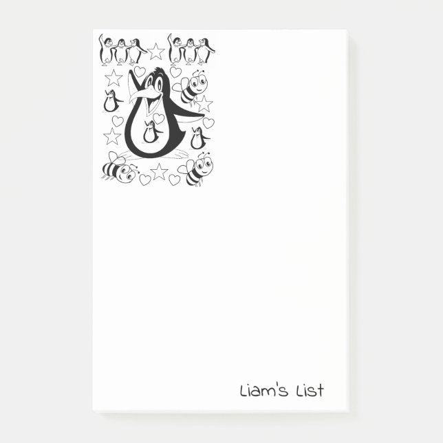 Post it Notes Coloring Penguins Bumblebee Post-it Block (Framsida)