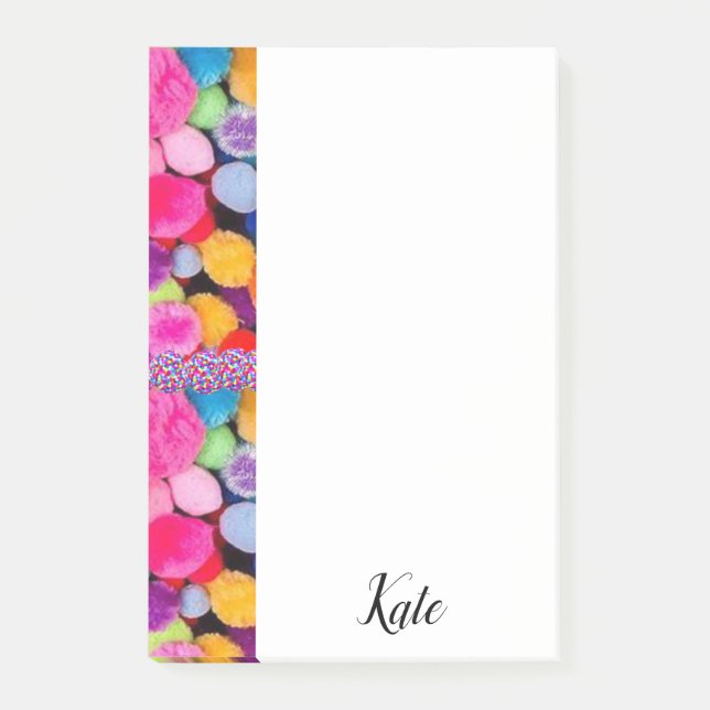 Post-it Notes Färgglada Pom Poms Block (Framsida)