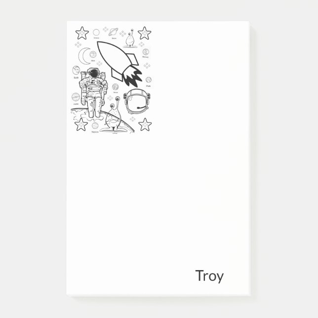 Post-it Notes Färgläggningsastronauter Aliens (Framsida)