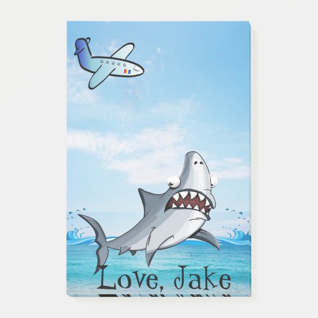 Post-it Notes Flygplan Haj Blå Block (Framsida)