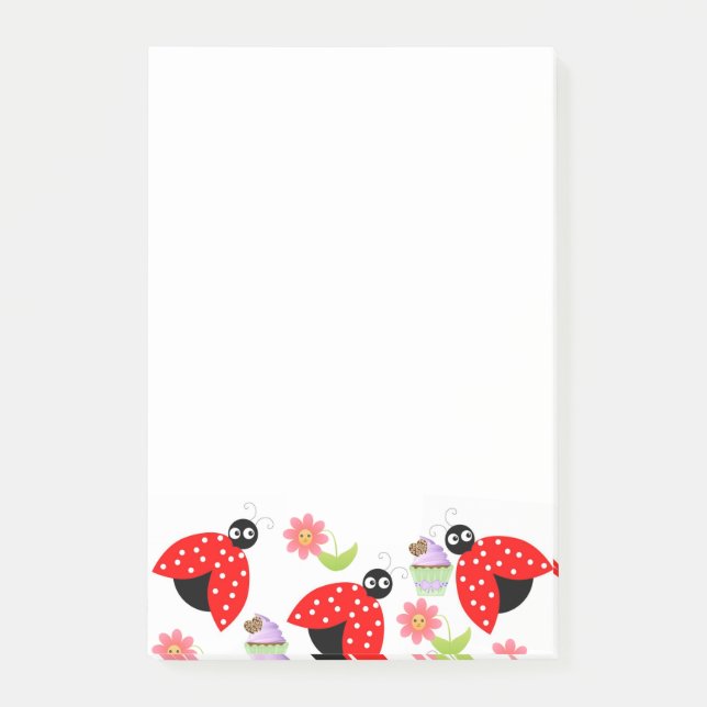 Post-it Notes Nyckelpiga Blommig Cupcake Block (Framsida)