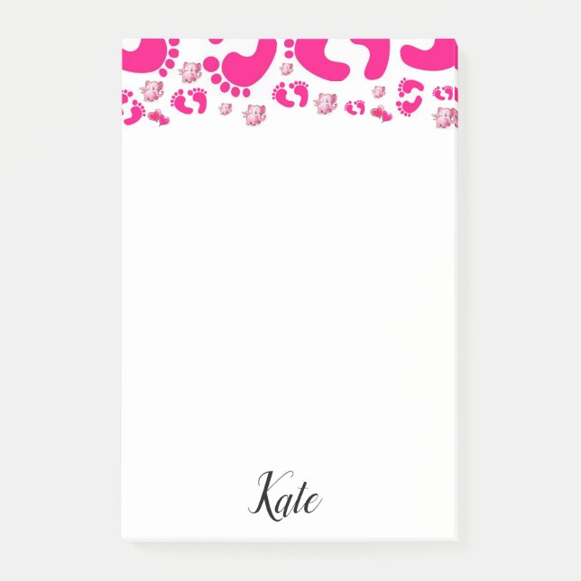 Post-it Notes Rosa Babyskor Flickor Elefant Block (Framsida)